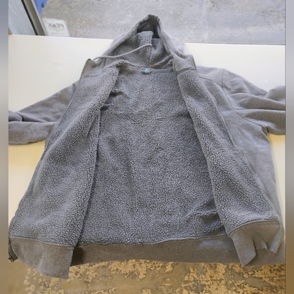 Gray Sherpa-Lined Hoodie
